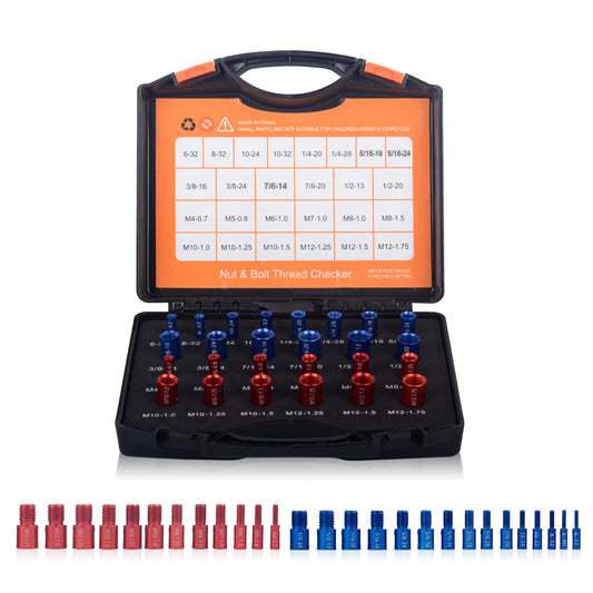 blue&red bolt and nut thread box checker