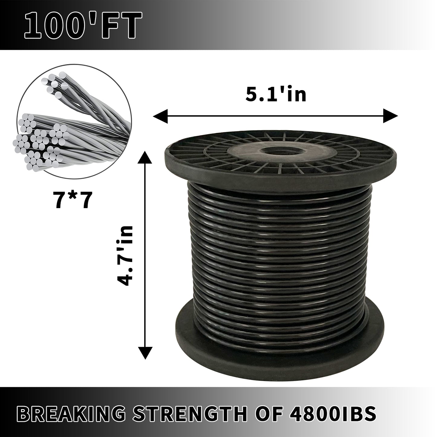 304 Stainless Steel Black Vinyl Coated Wire Rope