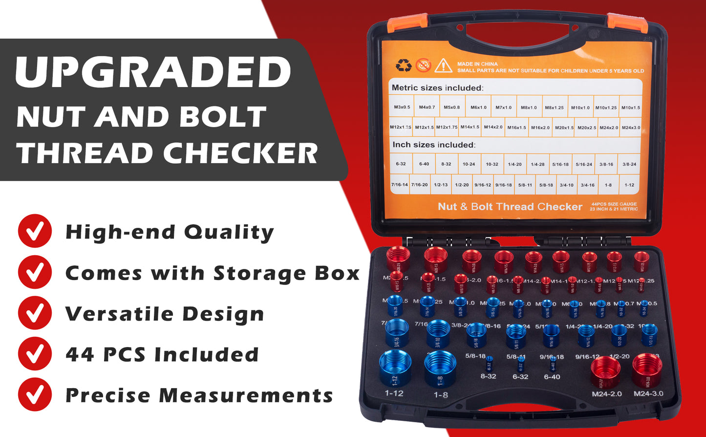 blue&red bolt and nut thread box checker