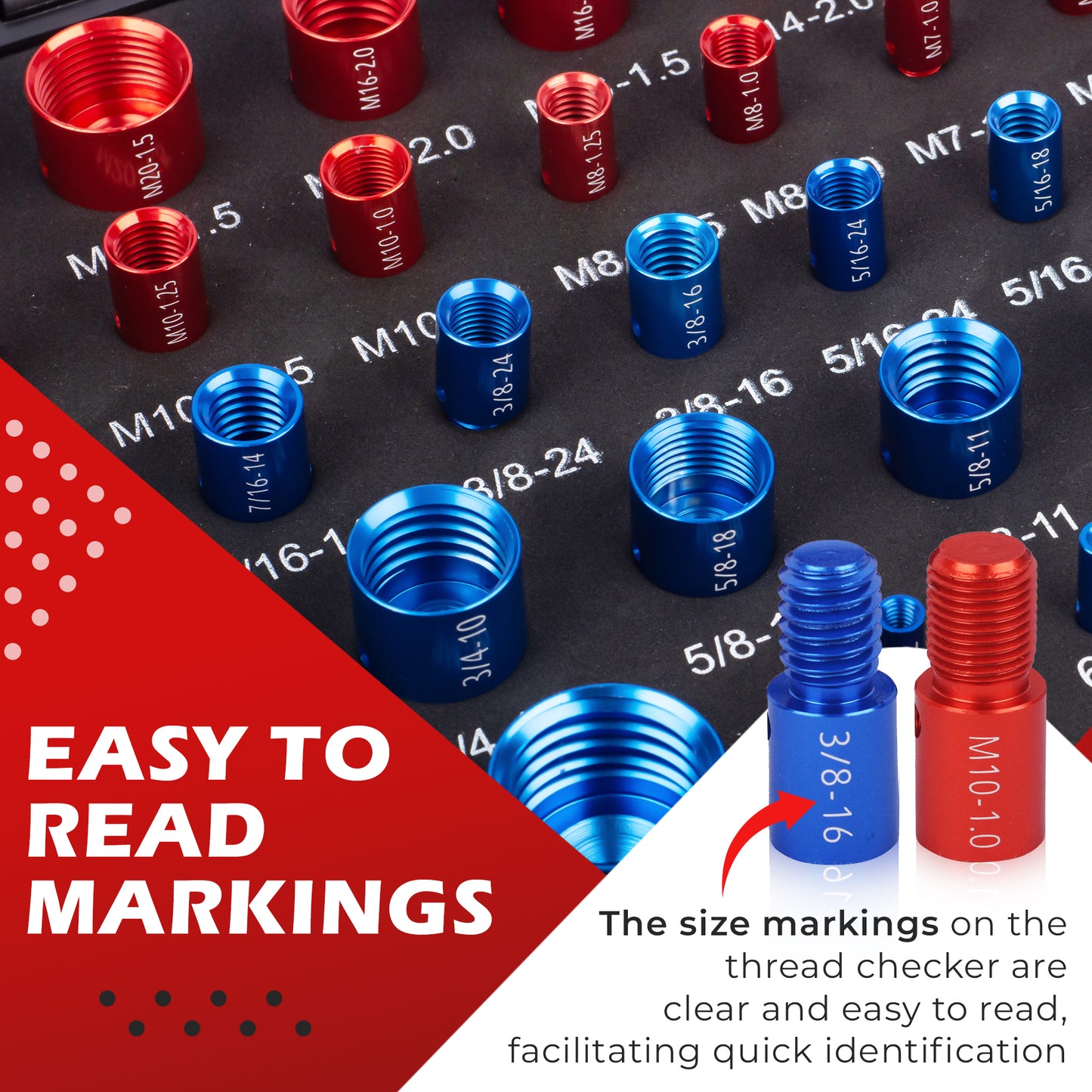 blue&red bolt and nut thread box checker