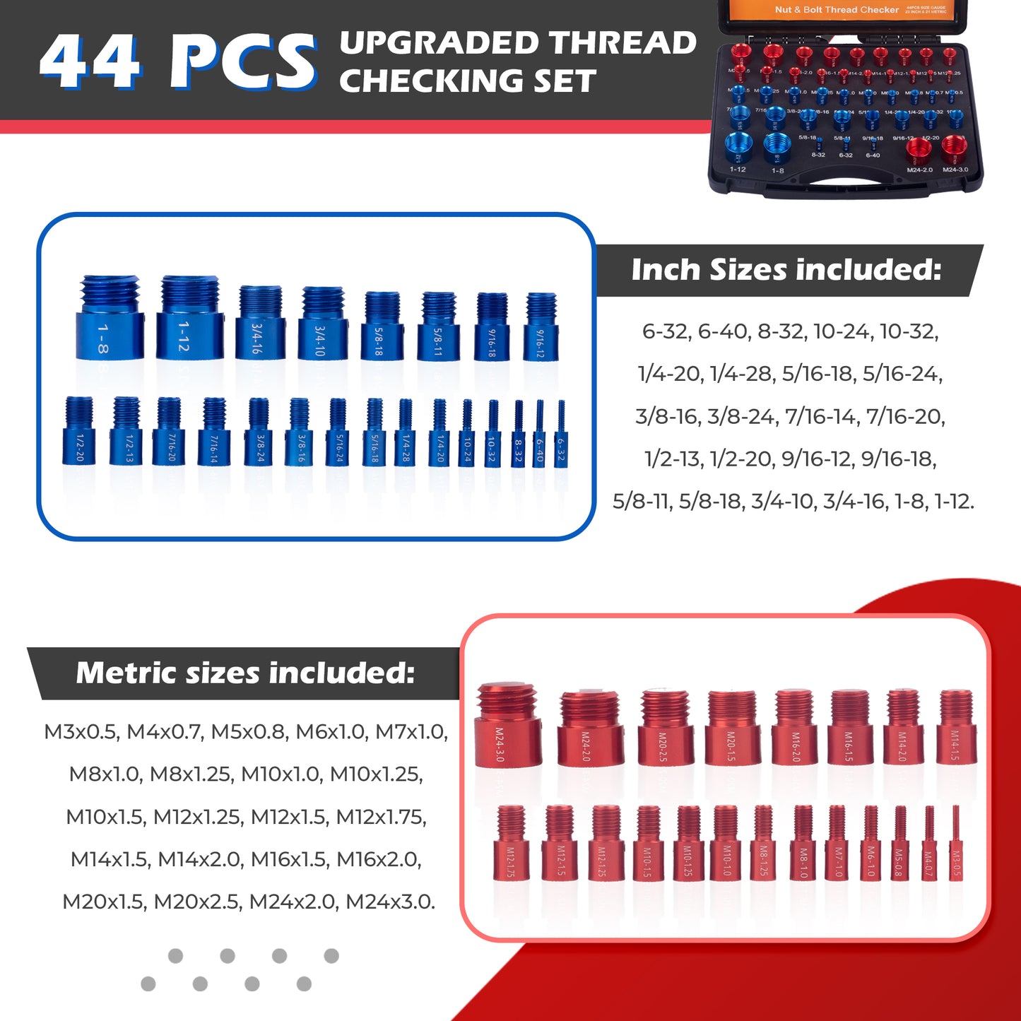 blue&red bolt and nut thread box checker