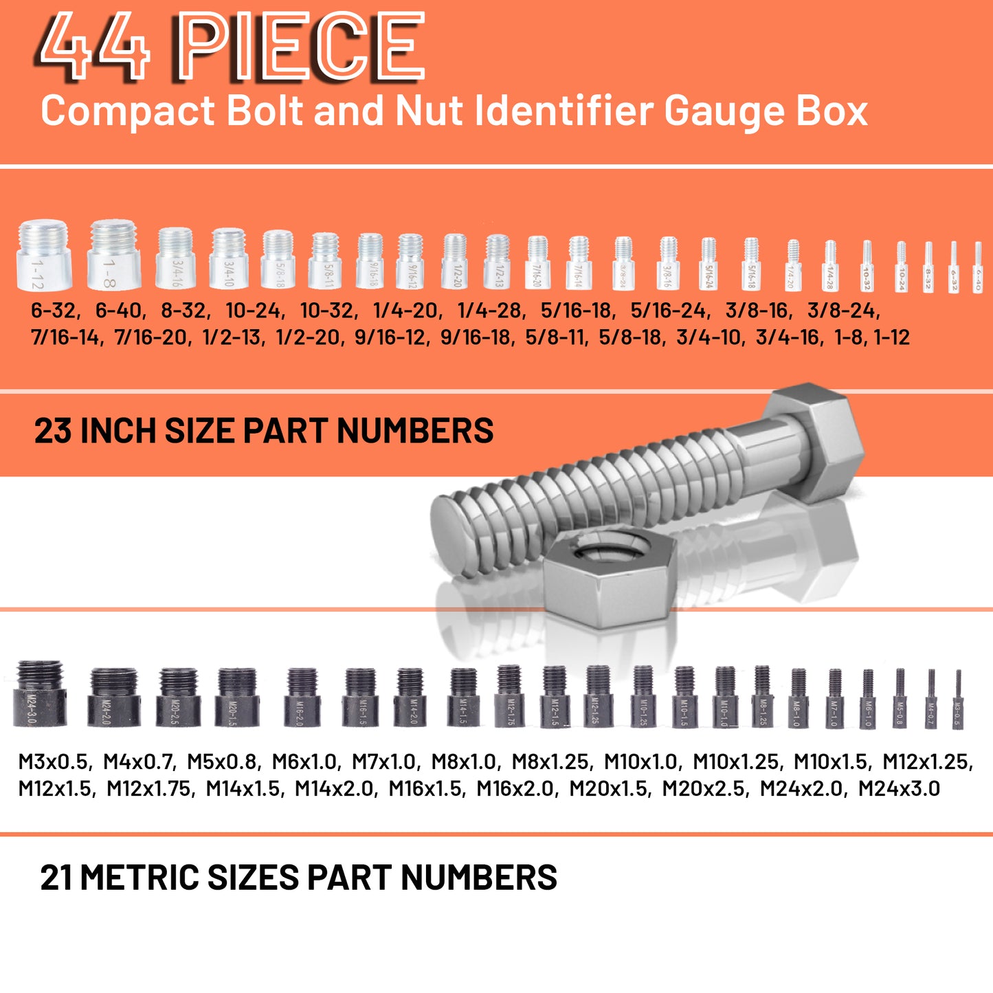 Stalye nut and bolt thread box checker