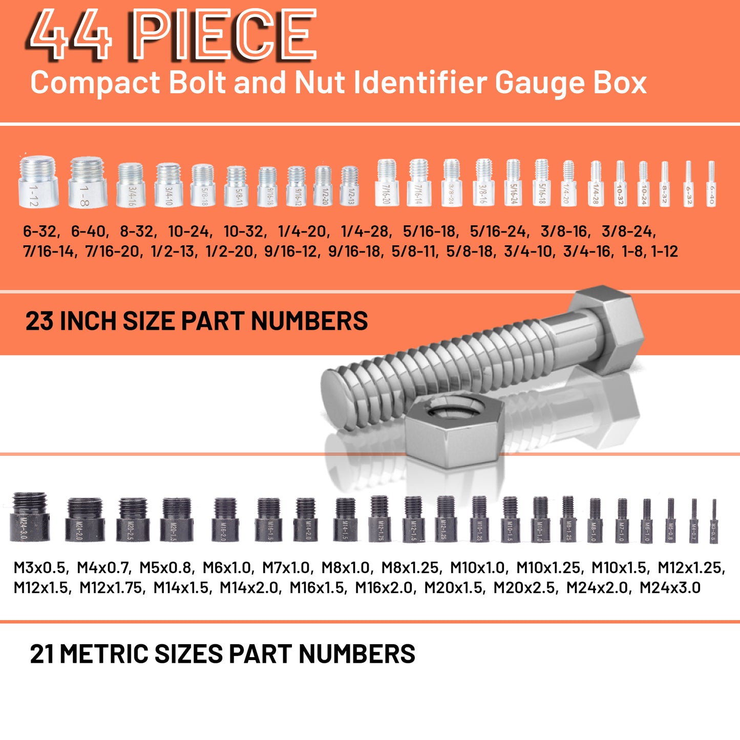 Stalye nut and bolt thread box checker