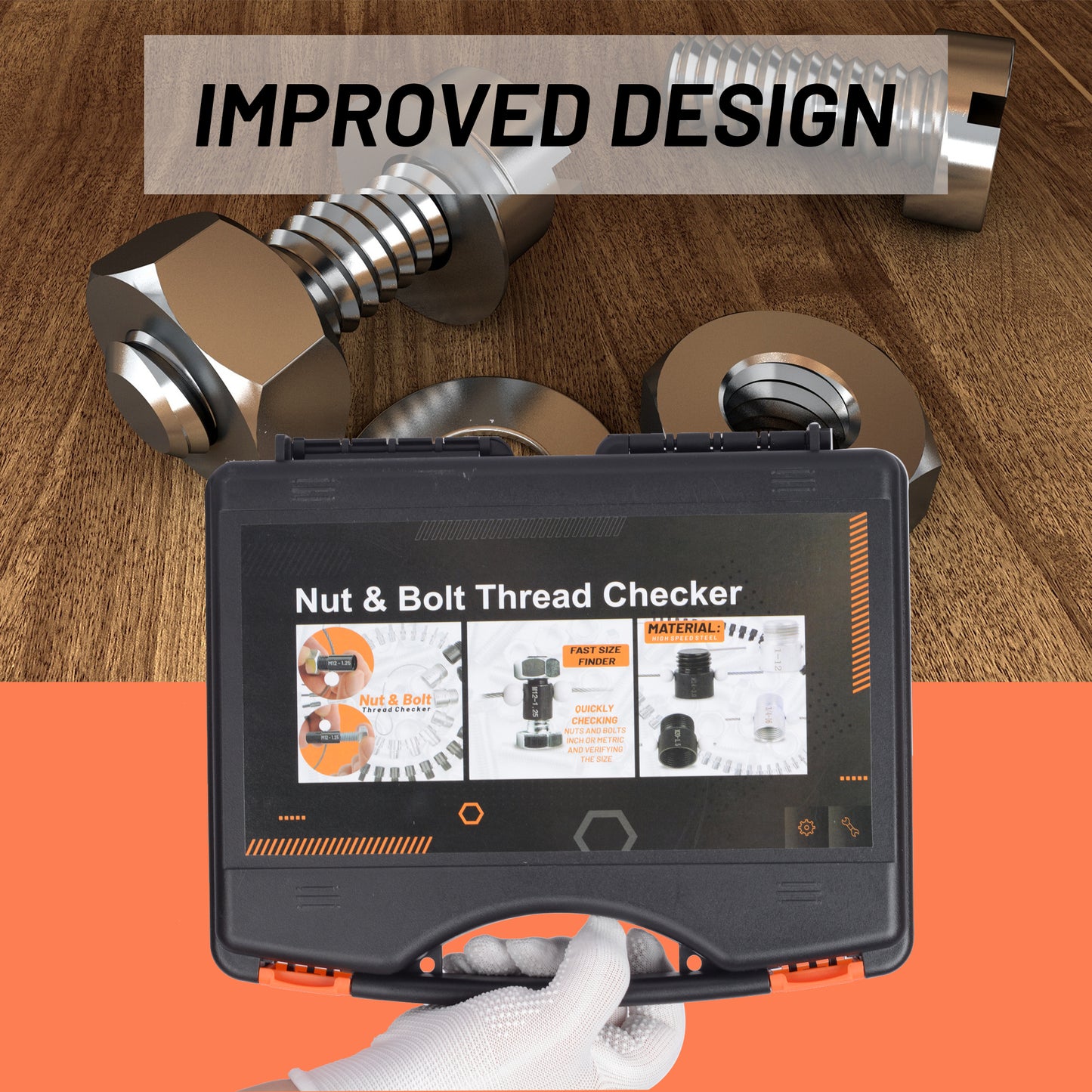 Stalye nut and bolt thread box checker